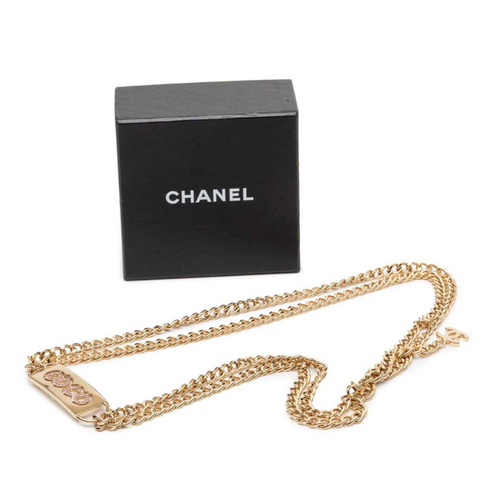 Chanel Coco Mark COCO Logo Chain Belt 02P Gold Plated Rhinestone Women's CHANEL - Picture 5 of 5